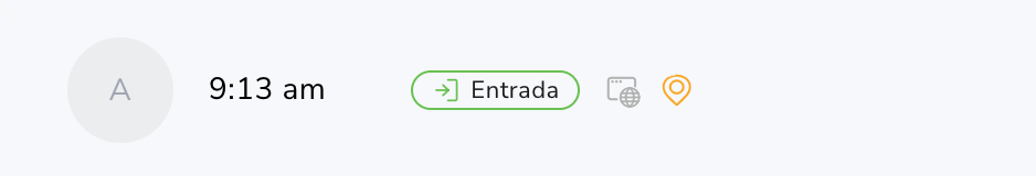 Ícone exibindo entrada de tempo registrada sem localização GPS